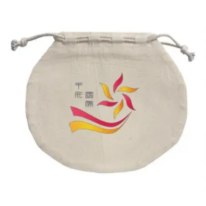 Round Cotton Muslin Drawstring Bag with Personalized Logo